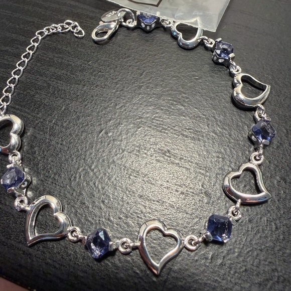NEW 925 Sterling Silver  Heart Purple Bracelet - Picture 2 of 8